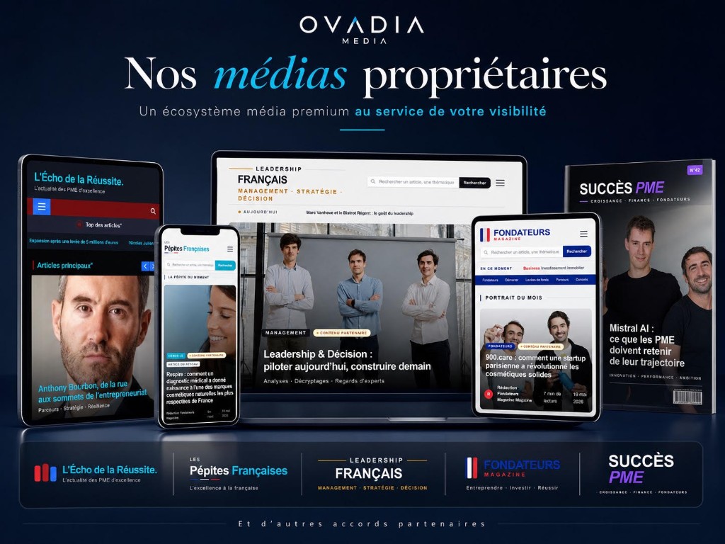 Nos médias propriétaires — L'Écho de la Réussite, Leadership Français, Fondateurs Magazine, Succès PME, Les Pépites Françaises